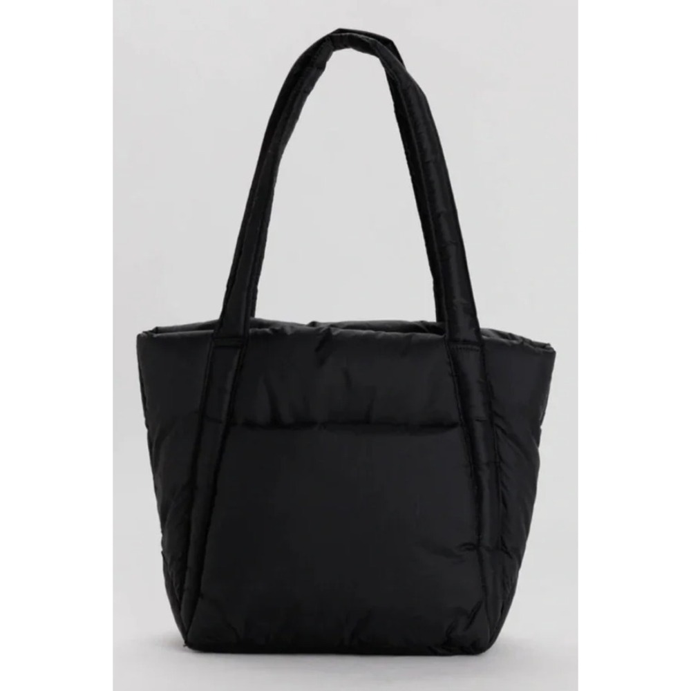 Baggu Puffy Tote Black Recycled Ripstop Nylon Quilted Shoulder Bag